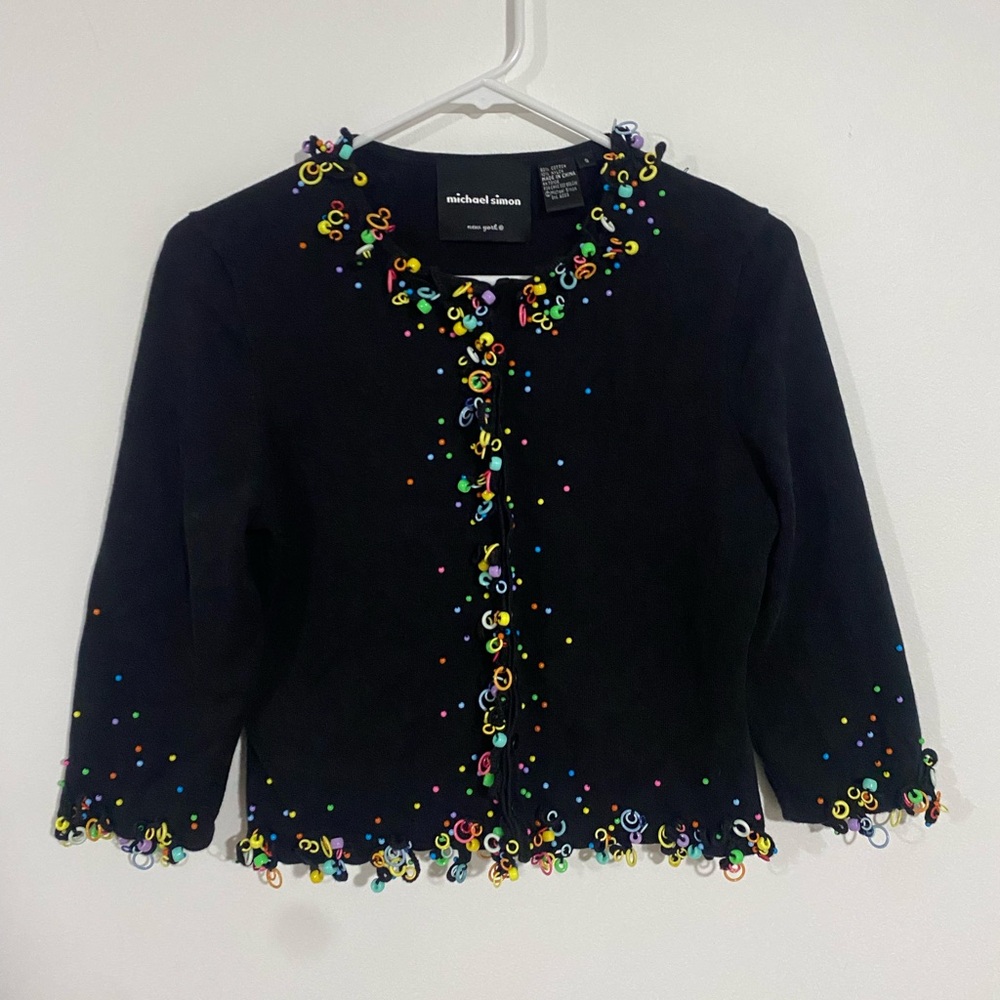 Michael Simon Vintage Beaded Cardigan Sweater